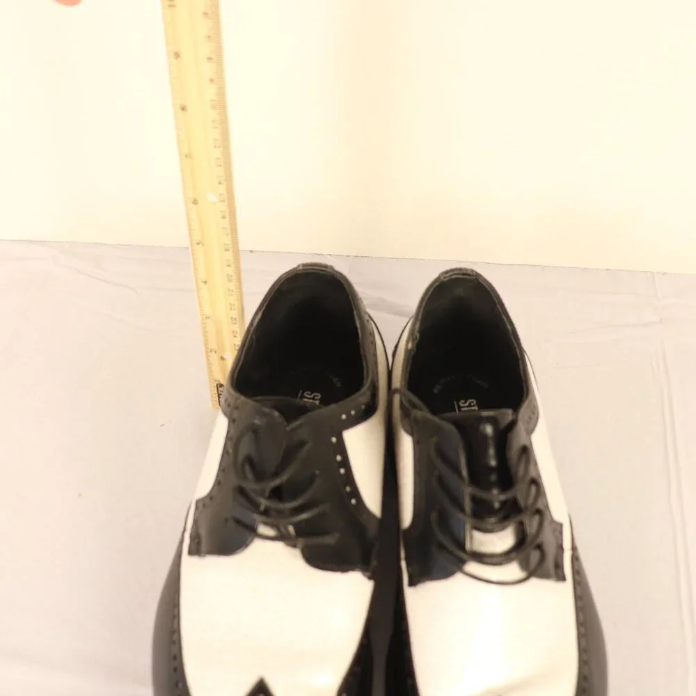 Men's Black and White Dress Shoes by Stacy Adams SZ 9.5W In Very Good Condition